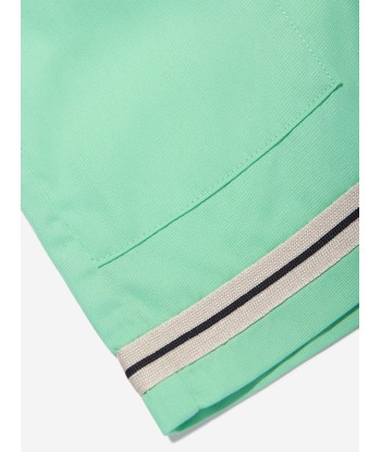 Palm Angels Boys Track Sporty Shorts in Green rembourrage situé sous