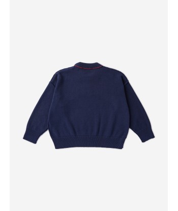 Palm Angels Boys Curved Logo Sweatshirt in Navy chez Cornerstreet bien 