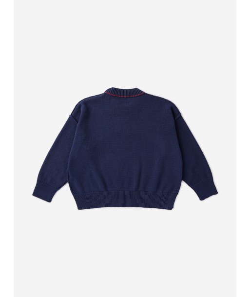 Palm Angels Boys Curved Logo Sweatshirt in Navy chez Cornerstreet bien 