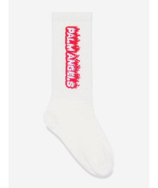 Palm Angels Boys Flames High Socks in White Les êtres humains sont 