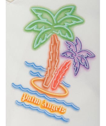 Palm Angels Boys Neon Palms Short Sleeve Shirt in White chez Cornerstreet bien 