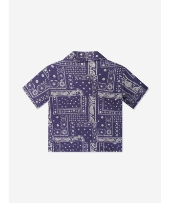 Palm Angels Boys Astrology Print Shirt in Navy Pour