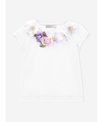 Monnalisa Girls Floral T-Shirt in White prix