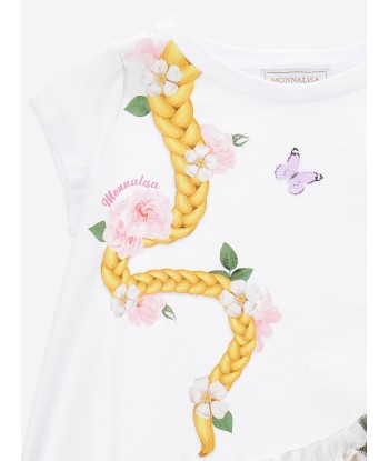 Monnalisa Girls Floral Maxi T-Shirt in White pas cheres