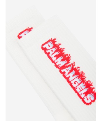 Palm Angels Boys Flames High Socks in White Les êtres humains sont 