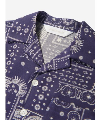 Palm Angels Boys Astrology Print Shirt in Navy Pour