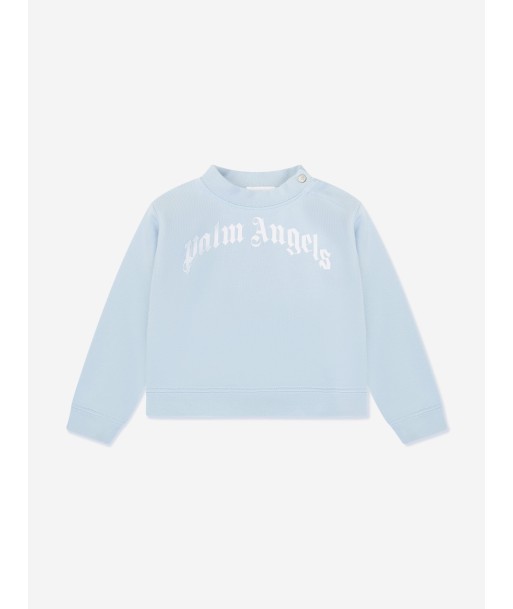 Palm Angels Baby Boys Curved Logo Sweatshirt in Blue prix pour 