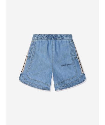 Palm Angels Boys Track Chambray Shorts in Blue vente chaude votre 