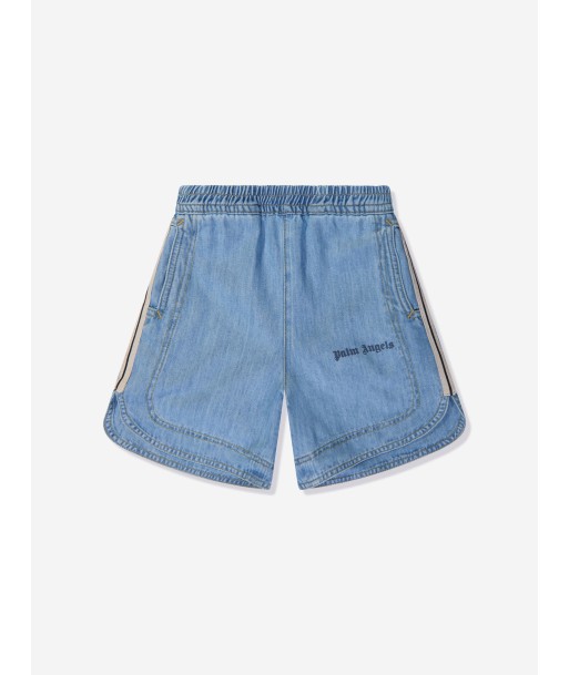 Palm Angels Boys Track Chambray Shorts in Blue vente chaude votre 