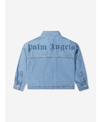 Palm Angels Boys Track Chambray Oversized Shirt in Blue rembourrage situé sous