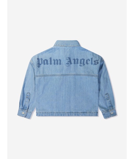 Palm Angels Boys Track Chambray Oversized Shirt in Blue rembourrage situé sous