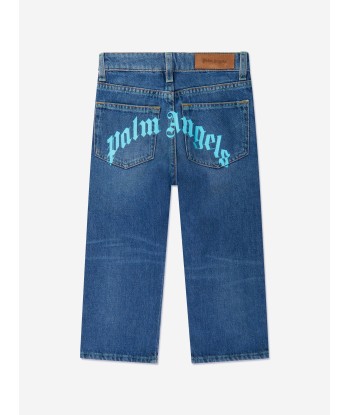 Palm Angels Boys Curved Stone Regular Jeans in Blue 2024