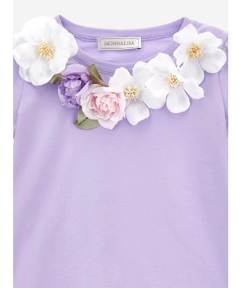 Monnalisa Girls Floral T-Shirt in Purple meilleur choix