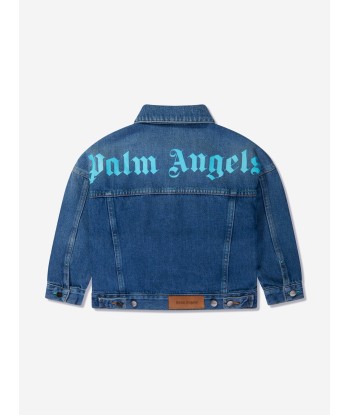 Palm Angels Boys Overlogo Denim Jacket in Blue sélection de produits