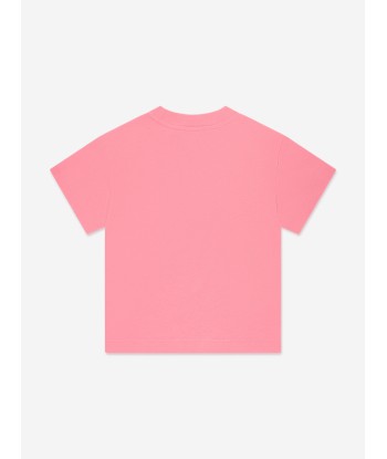 Palm Angels Girls Flames Regular T-Shirt in Pink en stock