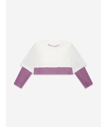 Palm Angels Girls Double Layered T-Shirt in Purple shop