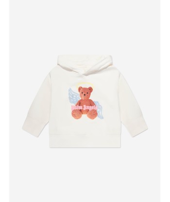 Palm Angels Girls Bear Angel Hoodie in White les ligaments