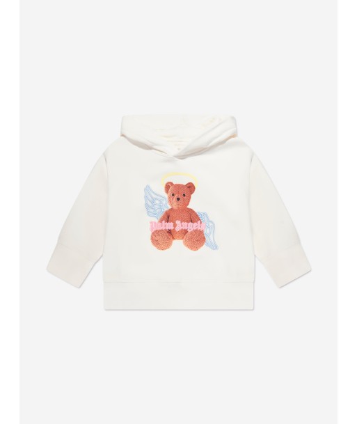 Palm Angels Girls Bear Angel Hoodie in White les ligaments