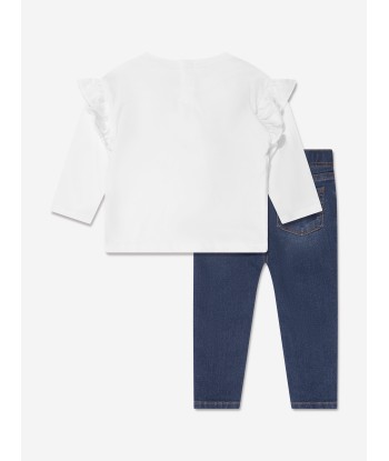 Levi's Wear Baby Girls Ruffle T-Shirt And Jeans Set in White Voir les baskets