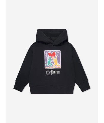 Palm Angels Girls PA X Keith Haring Holding Heart Hoodie in Black du meilleur 