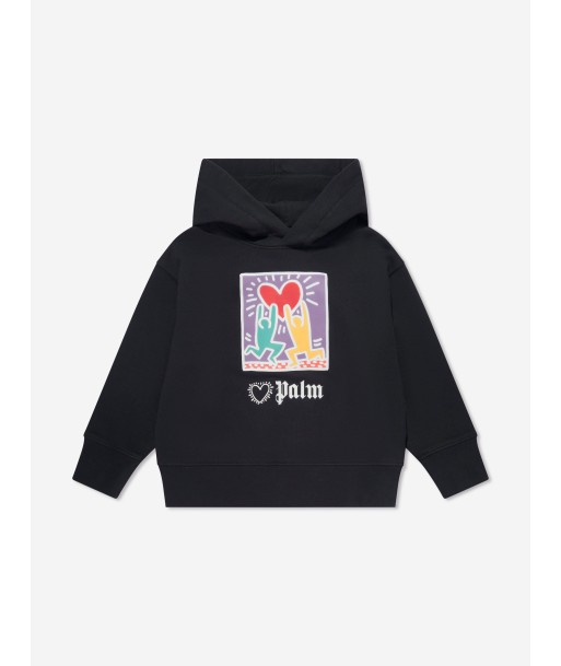 Palm Angels Girls PA X Keith Haring Holding Heart Hoodie in Black du meilleur 