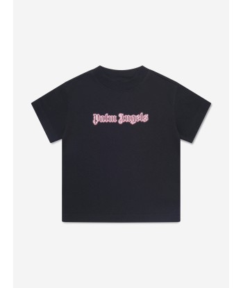 Palm Angels Girls Neon Logo T-Shirt in Black Comparez plus de prix