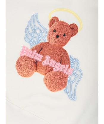 Palm Angels Girls Bear Angel Hoodie in White les ligaments