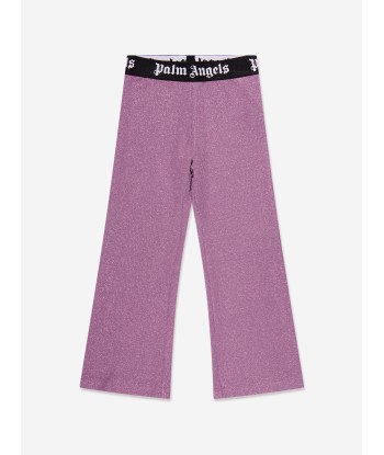 Palm Angels Girls Logo Band Flare Leggings in Purple la colonne vertébrale