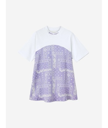 Palm Angels Girls Astro Paisley Dress in Purple pas cher