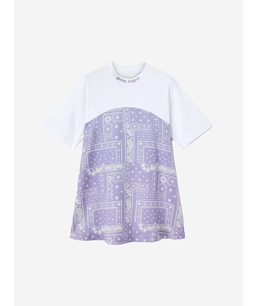 Palm Angels Girls Astro Paisley Dress in Purple pas cher