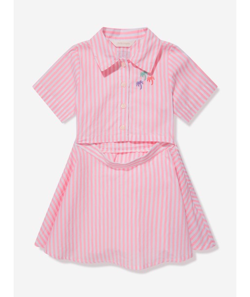 Palm Angels Girls 3 Palms Striped Shirt Dress in Pink ouvre sa boutique