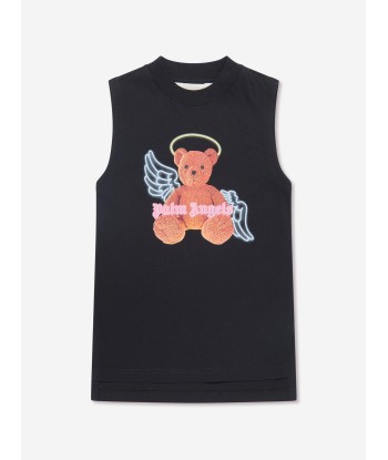 Palm Angels Girls Bear Angel T-Shirt Dress in Black Véritable concentré