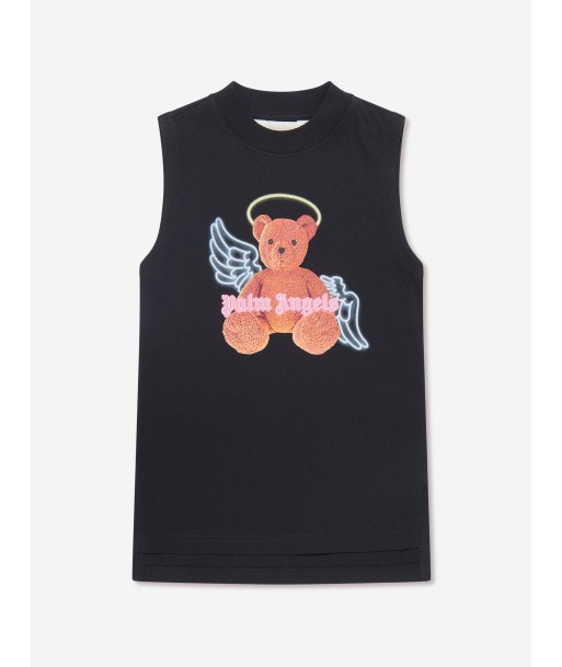 Palm Angels Girls Bear Angel T-Shirt Dress in Black Véritable concentré