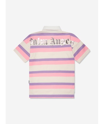 Palm Angels Girls Overlogo Striped Polo Dress in Pink 2024