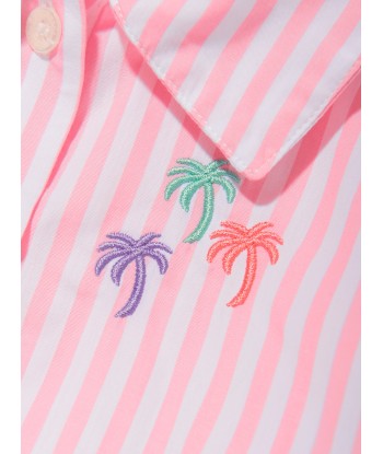 Palm Angels Girls 3 Palms Striped Shirt Dress in Pink ouvre sa boutique