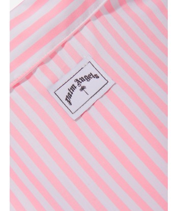 Palm Angels Girls 3 Palms Striped Shirt Dress in Pink ouvre sa boutique