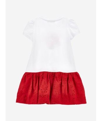 Monnalisa Girls Strawberry Jersey Dress in White brillant des détails fins