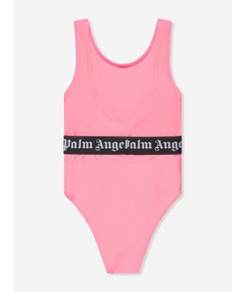 Palm Angels Girls Logo Band Swimsuit in Pink votre