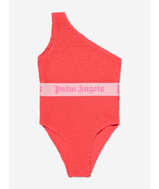 Palm Angels Girls Logo Band One Shoulder Swimsuit in Red destockage