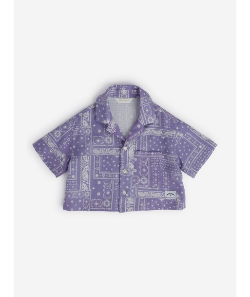 Palm Angels Girls Astro Paisley Print Shirt in Purple les ligaments