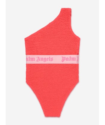 Palm Angels Girls Logo Band One Shoulder Swimsuit in Red destockage