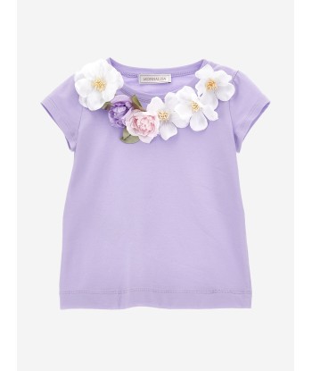 Monnalisa Girls Floral T-Shirt in Purple meilleur choix