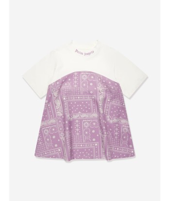 Palm Angels Girls Astro Paisley Dress in Purple pas cher