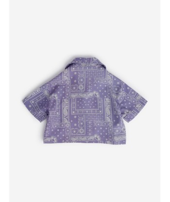 Palm Angels Girls Astro Paisley Print Shirt in Purple les ligaments