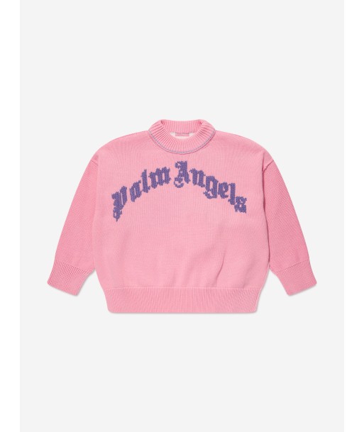 Palm Angels Girls Curved Logo Sweatshirt in Pink offre 