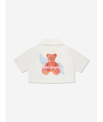 Palm Angels Girls Bear Angel Shirt in White en ligne des produits 