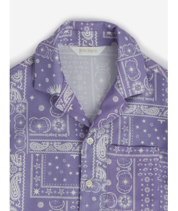 Palm Angels Girls Astro Paisley Print Shirt in Purple les ligaments