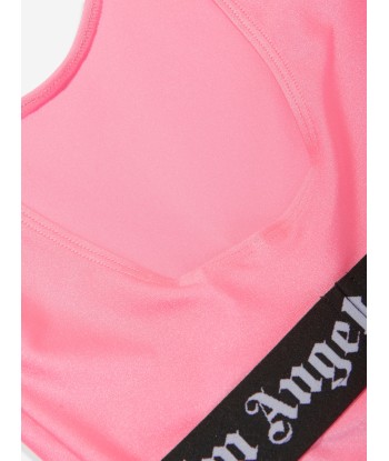 Palm Angels Girls Logo Band Swimsuit in Pink votre