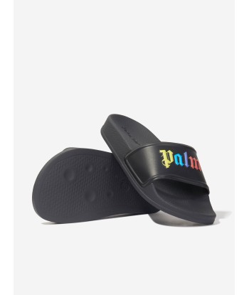 Palm Angels Girls Colours Logo Pool Sliders in Black à prix réduit toute l'année