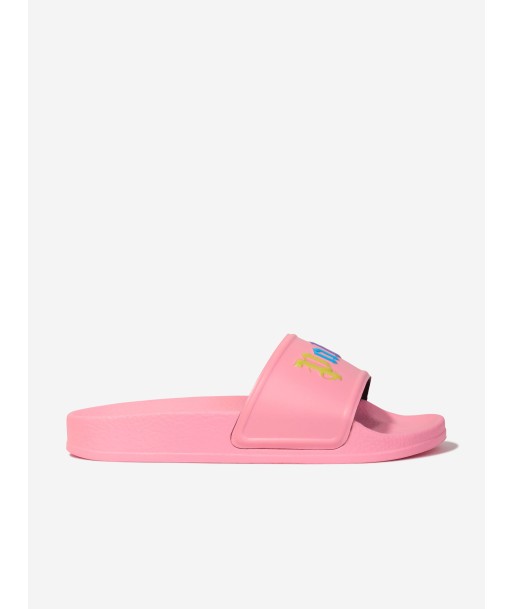 Palm Angels Girls Colours Logo Pool Sliders in Pink votre